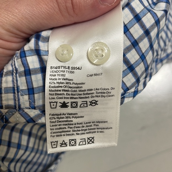 Timberland Blue Plaid Button Down Short Sleeve Shirt Size XXL - Picture 4 of 5